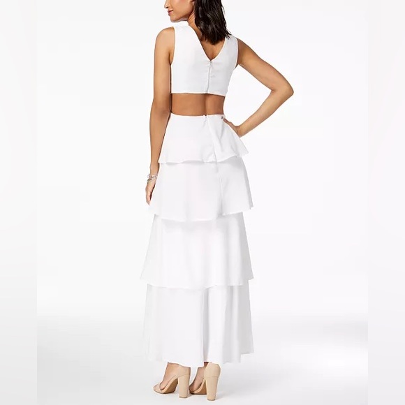 BARDOT Tiered Cutout White Maxi Dress - Picture 3 of 4